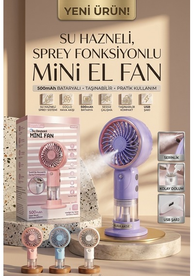 Su Destekli Mini Fan Mor