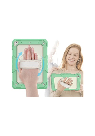 İpad 5 Air 9.7 Kılıf Strap New Tablet Kapak - Yeşil Diğer