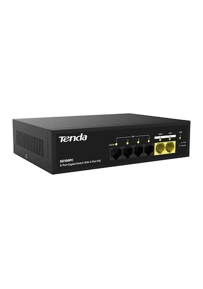 Tenda S106pc 6-portlu 10/100 Mbps Lite Poe Uplink Switch 4 Port Poe Destekli 55w Toplam Güç