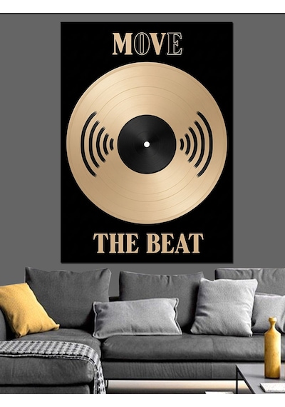 Ahşap Tablo Vinil Plak Müzik Ritmi