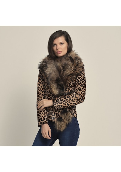 Rouge Kürklü Kadın Deri Mont P253lk Leopar