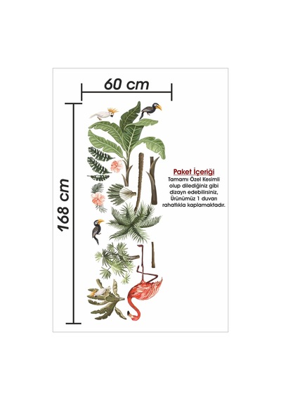 MSticker Flamingo Ve Kuşlar Safari Tropikal Hayvanlar Ve Ağaçlar Çocuk Bebek Odası Duvar Sticker