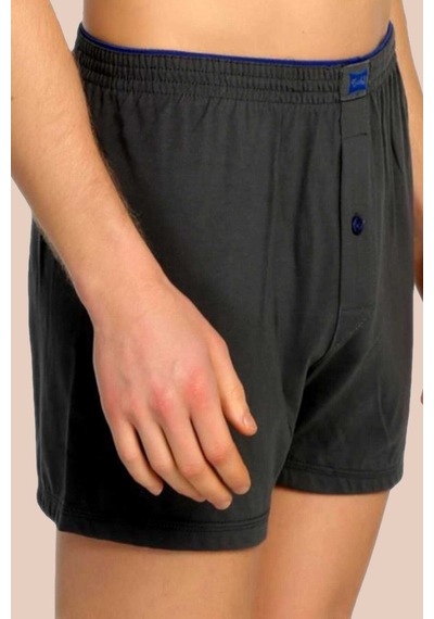 Erkek Füme 6'lı Paket Pamuklu Penye Havlu Bel Boxer Füme