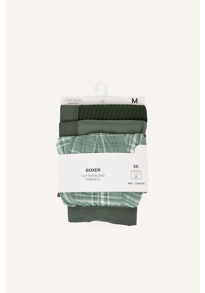 Defacto Regular Fıt Desenli Beli Lastikli 3lü Boxer I3055ax26augn1107 Yeşil-gn1107
