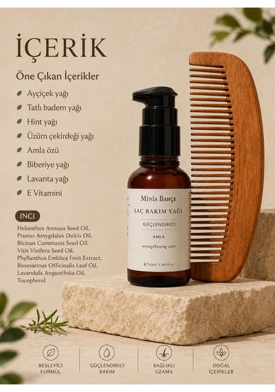 Minia Bahçe Amla Yağı 50 ML + Ahşap Tarak