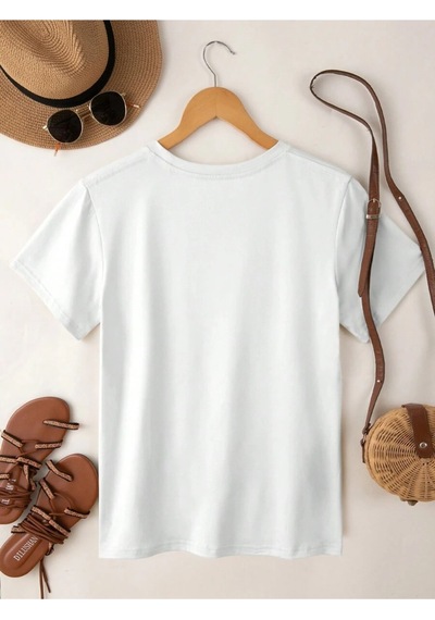 Uyguntarz Unisex Siluet Baskılı Tasarım Tshirt Beyaz