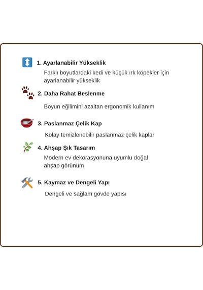 Ustaağaç Ahşap Kedi & Köpek Mama Ve Su Kabı Standı