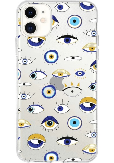Printify Apple Uyumlu iPhone 11 İle 1mm Slim Fit Devil Eye 2 Baskılı Şeffaf Kılıf 0166b