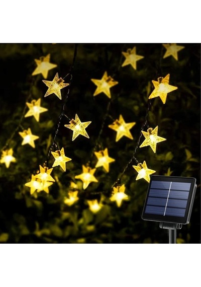 Güneş Enerjili Solar Yıldızlı 8 Fonksiyonlu 7 Metre 30 Yıldız Su Geçirmez Led Bahçe Aydınlatması 30led