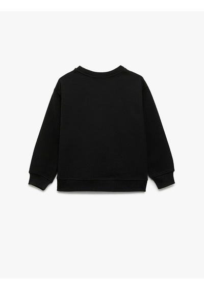 Koton Bisiklet Yaka Şardonlu Siyah Erkek Çocuk Sweatshirt 6wkb10203tk Siyah