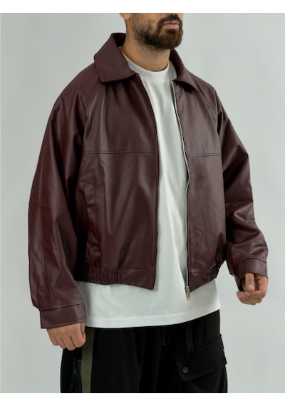 Cocopelli Bordo Bomber Erkek Deri Ceket Coc3471