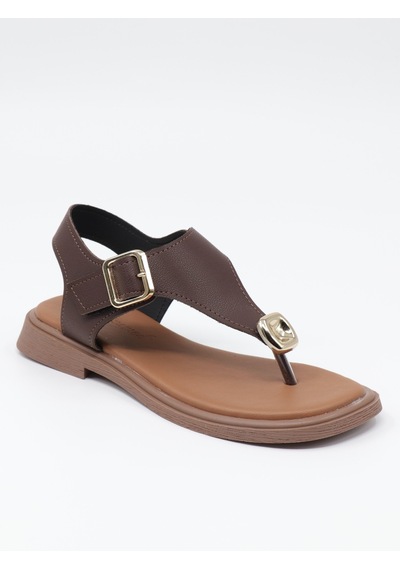 Nesilshoes Nesil Shoes Dvm 219 Kahve Tokası Cırtlı Parmak Arası Sandalet