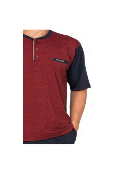 Pierre Cardin 6132 Erkek Kısa Kollu Yakası Düğmeli 3'lü Pijama Takımı-bordo