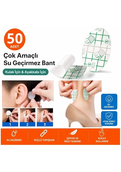 50 Adet Su Geçirmez Kulak Bandı Ve Ayakkabı Vurma Önleyici Bant Seti, Çok Amaçlı Koruyucu Yapışkan Bant