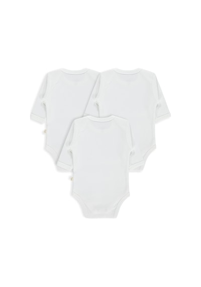 Civil Baby Düz Uzun Kol 3 Lü 3-9 Ay Çıtçıtlı Badi - Beyaz