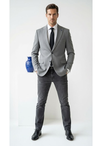 Plus Scorpion Erkek Blazer Ceket Twill Puntolu Kırlangıç Yaka 2 Düğmeli Çift Yırtmaçlı Slim Fit Açık Gri Plus Scorpion Erkek Blazer Ceket Twill Puntolu Kırlangıç Yaka 2 Düğmeli Çift Yırtmaçlı Slim Fit Açık Gri