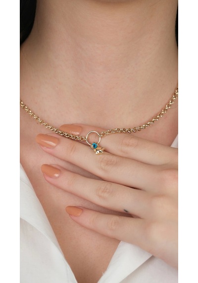 Arpaş 14 Ayar Altın Nazar Boncuklu Yıldızlı Zincir Kolye