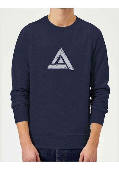Apex Logo Baskılı Indigo Mavi Lacivert Erkek Örme Sweatshirt (528539579)