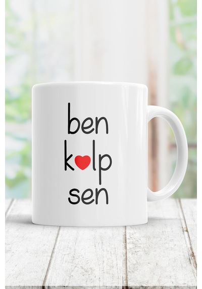 Ben Kalp Sen Kupa Bardak Beyaz