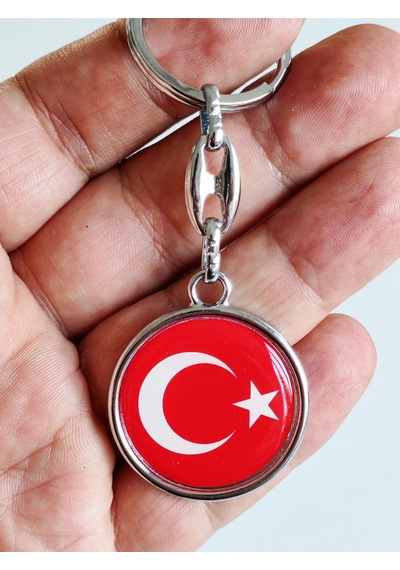 Moncuk Design Kırmızı Türk Bayraklı Metal Ve Planahtarlık