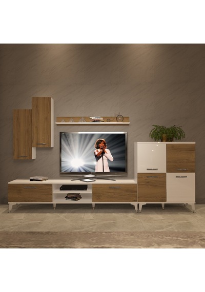 Decoraktiv Eko 6 Mdf Dvd Silver Tv Ünitesi Tv Sehpası - Beyaz Pera Beyaz - Meşe