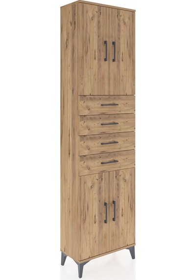 Arges Dolap 3 Raflı 4 Çekmeceli 4 Kapaklı 60x30x221 Çam-çam Çam