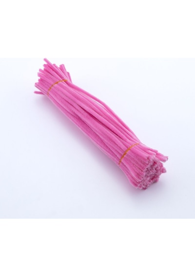 25'li Pembe Renkli Şönil, Eğitici Şönil Seti, Tüylü Tel, 30 Cm, Peluş Tel