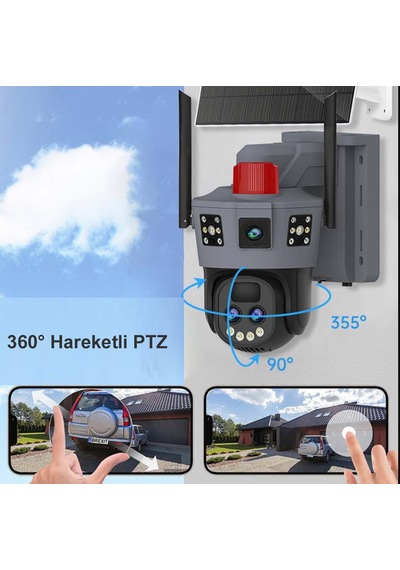 Okam Pro 6020 Solar Güneş Enerjili 4g Sim Kartlı 15mp 3 Lens 10x Optik Zoom Güvenlik Kamerası