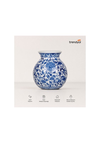 Bleu Blanc Vazo 19 Cm Çok Renkli