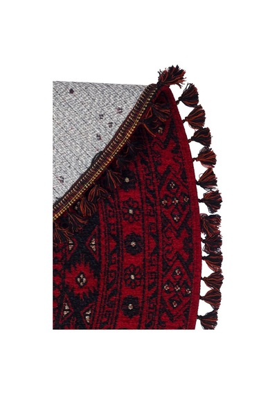 Eko Halı Buhari Bhr 04 Red Daire Afgan / Yağcıbedir Desenli Hav Toz Vermez Yıkanabilir Kaymaz İnce Dokuma Halı Kırmızı