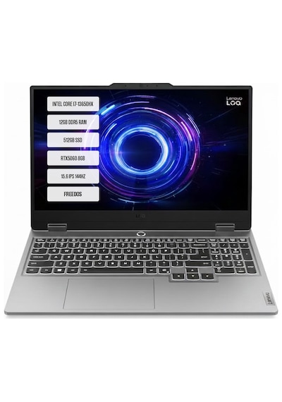 Lenovo LOQ 15IRX10 83JE00ETTR i7-13650HX 12 GB 512 GB SSD RTX5060 15.6" Dos Dizüstü Bilgisayar