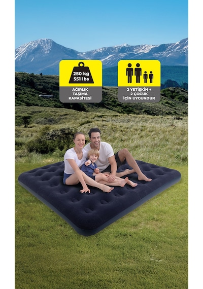 Terravita 20256-5 King Size Flocked Şişme Yatak 20256-5 203 x 183 x 22 CM Lacivert
