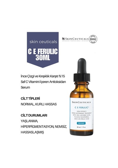 Kırışıklık Görünümü Ve Sıkılık Kaybı Problemleri İçin Saf C Vitamini C E Ferulic Serum 30 Ml