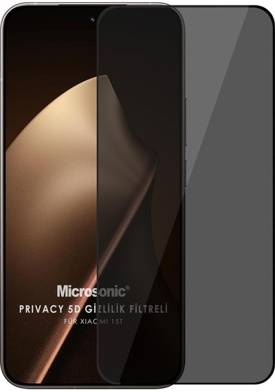 Microsonic Xiaomi 15t Privacy 5d Gizlilik Filtreli Cam Ekran Koruyucu Siyah