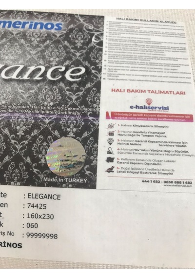Merinos Halı Elegance 74425 060 Serisi Akrilik Salon Oturma Yatak Odası Halısı Krem