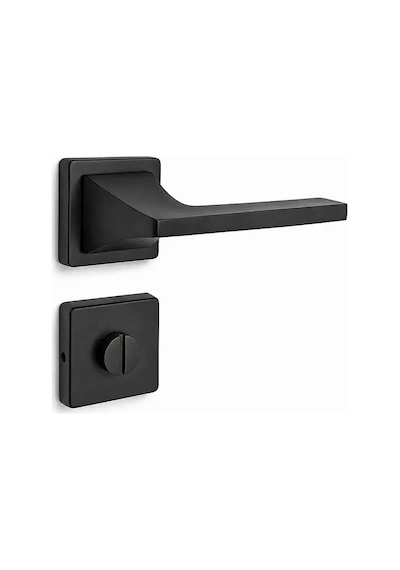 Sese Ilgın Modeli Kare Rozetli Wc Kapı Kolu Siyah Renk 200-231r-02-02