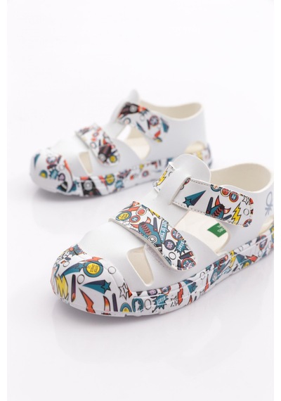 Benetton Bn-1410 Çocuk Sandalet Beyaz Sarı