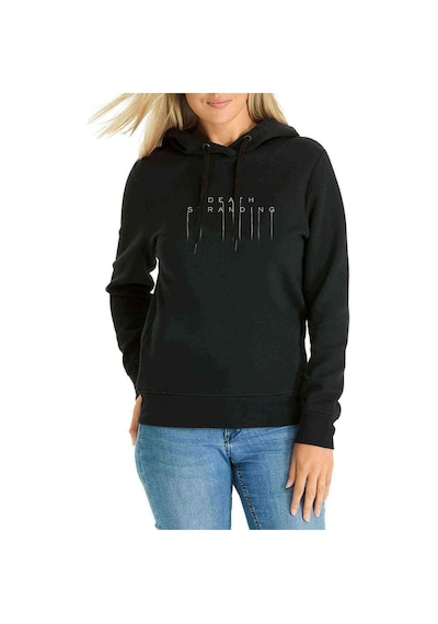 Death Stranding Logo Baskılı Siyah Kadın Kapşonlu Sweatshirt