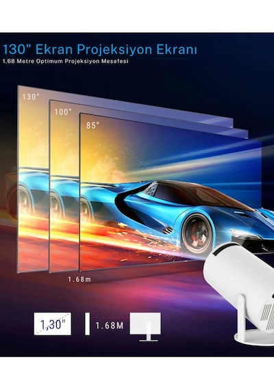 Projeksiyon Cihazı Taşınabilir Sinema Projeksiyon 720p Ev Sineması Bluetooth Android 11 Akıllı Proje