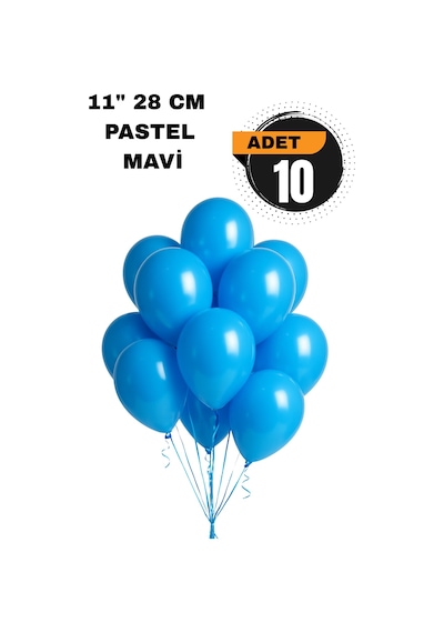 Pastel Balon 11 İnc 28 Cm Doğum Günü Parti Malzemeleri 10 Adet Mavi