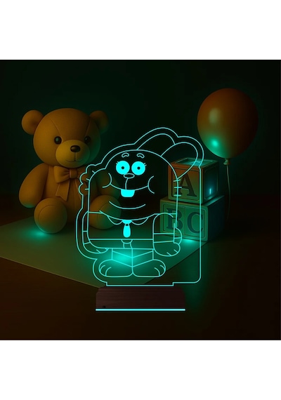 Luvivia Çocuk Odası Çizgi Film Tavşan 3d Lamba - Masa Gece Lambası Şeffaf