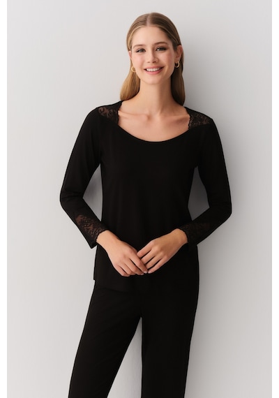SUWEN Dragon Pijama Takımı Siyah