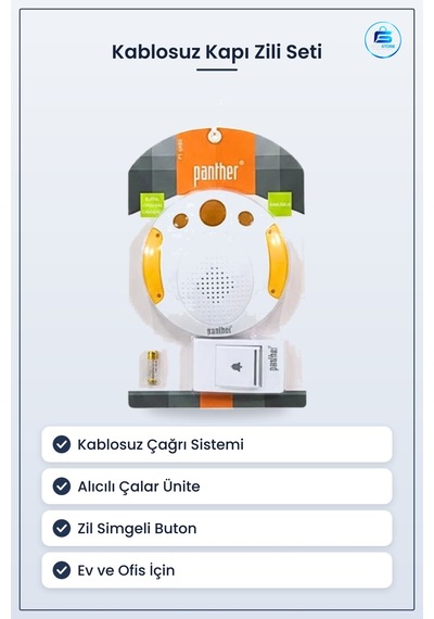 Kablosuz Kapı Zili Girişi Çağrı Sistemi Alıcılı Butonlu Pilli Ev