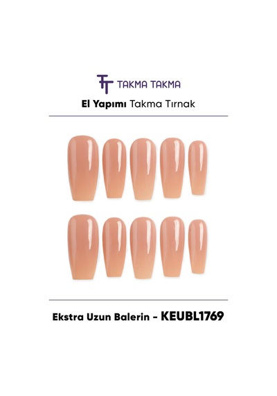 Keubl1769 - Ekstra Uzun Balerin-keubl1769 - 10'lu Tekrar Kullanılabilir El Yapımı Protez Takma Tırnak L