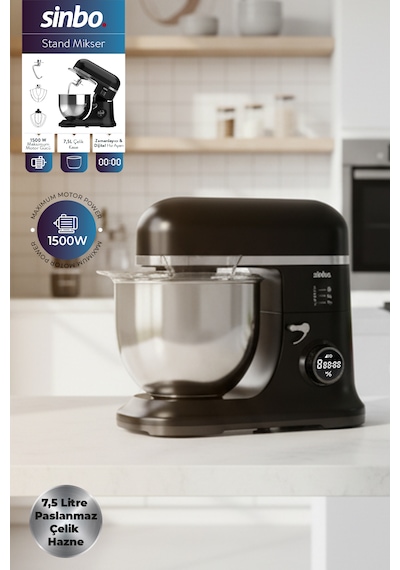 Sinbo SMX-2773 7.5 L 1500 W Dijital Ekranlı Zaman Ayarlı Stand Mikser