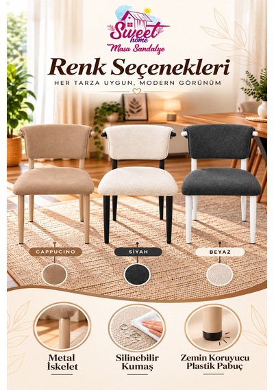 4 Adet Armis Metal Sandalye Cafe,restaurant,mutfak,salon,yemek Odası Sandalyesi Beyaz
