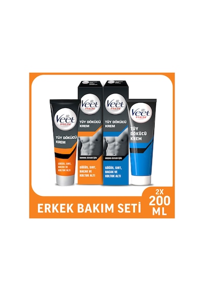 Men Erkeklere Özel Tüy Dökücü Krem Hassas Ciltler 200ml + Normal Ciltler Tüy Dökücü Krem 200 Ml