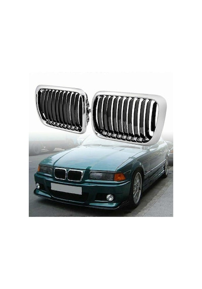 E36 Izgara, Siyah Böbrek Ön Tampon Böbrek Izgara Izgaraları - E36 3-serisi 318ı 323ı 328ı M3 1997-1999 Siyahgümüş