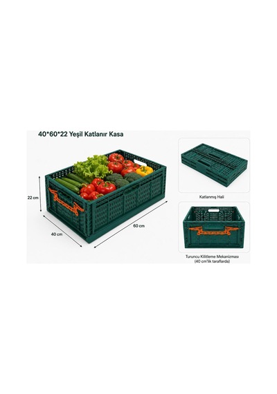 Yeşil Katlanır Kasa Plastik 40 60 22 Cm Camp