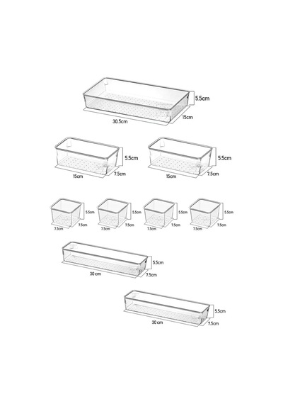 9 Parça Banyo Kozmetik Takı Düzenleyici Makyaj Organizer - Modüler Çekmece Içi Düzenleyici Gri